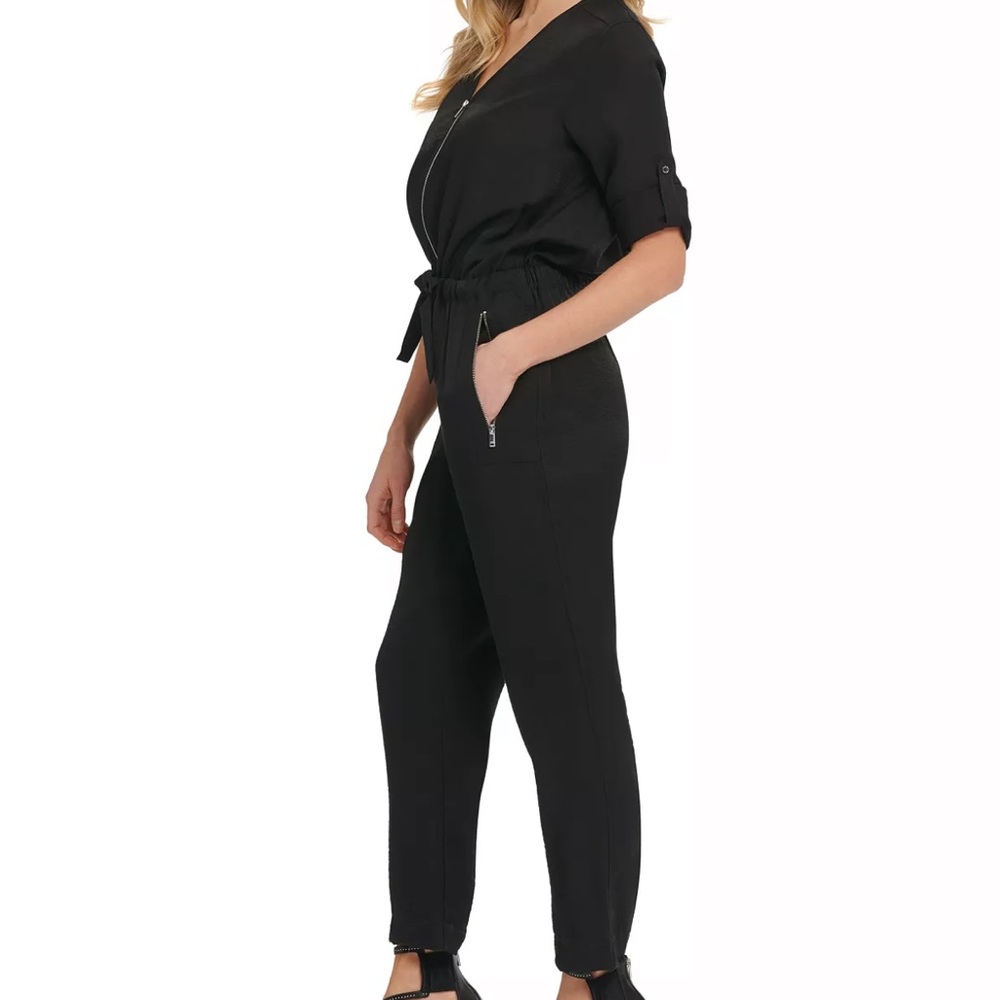 Dkny Foundation Long-Sleeve Jumpsuit, Black, Size: 2